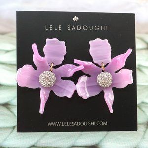 Lele Sadoughi Crystal Lily Earrings in Lilac - Brand New (AUTHENTIC)